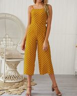 Polka Dot Tie Front Casual Jumpsuit Womens Fashion Summer Style Trendy Design Ready to Ship Whol