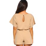 Womens High Waisted Solid Color Sports Shorts Short Sleeve Round Neck Drawstring Design Casual W