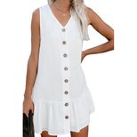 European Style V Neck Sleeveless Cardigan Dress Loose Fit Button Closure Summer Fashion Wholesal