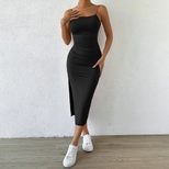 Womens Spring Sexy Backless Slip Dress Elegant Bodycon Side Slit Adjustable Straps Perfect for P