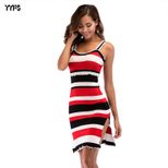 Striped Color Block Cami Dress Ruffled Hem Bodycon Fit Summer Style Available for Wholesale fast