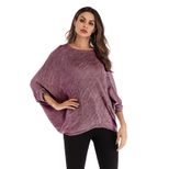Womens Batwing Sleeve T Shirt Short Sleeve Round Neck Loose Fit Solid Color Autumn Casual Wear W
