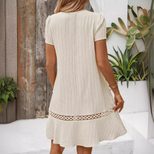 Lace Trim V Neck Loose Fit Dress Summer Style Casual Wear for Women Available for Wholesale cust