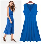 Summer A Line Dress for Women V Neck Sleeveless Slim Fit Waist Defining Perfect for Casual Outin