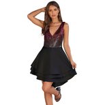 Sequin Dress for Women V Neck Sleeveless Ruffle Hem Evening Party or Cocktail Wear Wholesale Ava