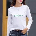 Womens Loose Fit Cotton T Shirt Digital Print Round Neck Long Sleeve Casual Autumn Wear Wholesal