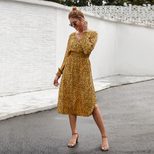 Floral Print A Line Dress for Women Elegant Design Spring Summer Fashion OEM ODM service