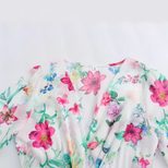 V Neck Floral Print A Line Dress for Women Waist Definition Layered Design Spring Fashion