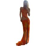 Fashionable Womens Spring Dress Sexy Sheer Mesh Spliced Design Split Hem Perfect for Parties and