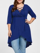 Plus Size Womens T Shirt V Neck Slim Fit Short Sleeve Casual Street Style