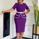 Elegant Plus Size Bodycon Dress Short Sleeve Stretch Fabric Fashionable Design Office Wear or Ca