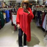 Plus Size Womens Dress Solid Color Irregular Hem Chiffon Fabric Fashionable for Moms Suitable fo