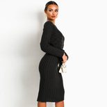 Womens Long Sleeve Knit Dress Mid Length Casual Style Comfortable Fabric Spring Summer Collectio