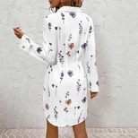 Floral Pattern Womens Long Sleeve Shirt Dress Elegant Design Comfortable Fabric Versatile Style
