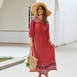 Bohemian Floral Maxi Dress Lightweight Fabric Summer Style ready to ship custom packaging