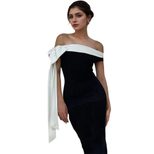 Off Shoulder Dress Fashionable Slim Fit Solid Color Summer Style Perfect for Parties and Events