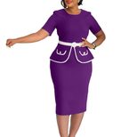 Elegant Plus Size Bodycon Dress Short Sleeve Stretch Fabric Fashionable Design Office Wear or Ca
