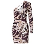 One Shoulder Long Sleeve Bodycon Dress with Water Wave Print for Summer Wholesale ready to ship fast shipping