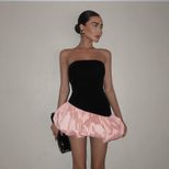 Fashionable Womens Color Block Strapless Backless A Line Dress Slim Fit Autumn Winter Style Whol