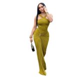 Fashionable Womens Cross Back Solid Color Pleated Fishtail Dress Slim Fit Elegant Design Perfect