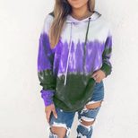 Hooded Long Sleeve Sweatshirt for Women Rainbow Gradient Print Cozy Fabric Casual Wear