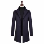 Single Breasted Mid Length Woolen Coat Stand Collar Casual Style Autumn Winter Fashion Wholesale