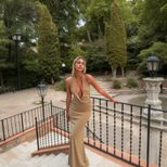 Elegant Halter Neck Dress Sexy Floor Length Party Wear Spring Summer Collection Wholesale Availa