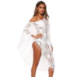 Lace Tassel Off Shoulder Dress Solid Color Asymmetrical Hem One Shoulder Design Beachwear for Su