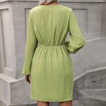 Womens Long Sleeve Solid Color Dress Irregular Hem Casual Style Perfect for Autumn and Winter Wh