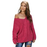 Womens Winter Thick Knit Sweater V Neck Long Sleeve Loose Fit Casual Wear Ready to Ship factory