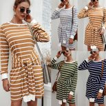 Knitted Stripe Dress Original Design Autumn Winter Collection Comfortable Fit Casual Wear Wholes