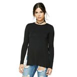 Womens Long Sleeve T Shirt Slim Fit Solid Color Side Slit Design Perfect for Early Spring Casual