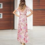 Floral Print Maxi Dress for Women Ruffle Hem Long Sleeve Summer Casual Wear