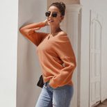 Asymmetrical Shoulder Long Sleeve Sweater Stylish Versatile Comfortable Casual Wear for Women Wh