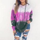 Hooded Long Sleeve Sweatshirt for Women Rainbow Gradient Print Cozy Fabric Casual Wear