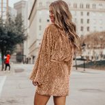 Sequin Mini Dress Deep V Neck Long Sleeve Wrap Style Winter Fashion for Parties Wholesale Availa