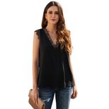 European Style V Neck Short Sleeve Lace Print Reversible Top Loose Fit Solid Color Versatile Wea