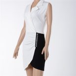Sleeveless Bodycon Dress with Asymmetrical Hem and Collar Stylish and Sexy Perfect for Parties or Night Out Wholesale