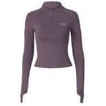 Slim Fit Half Turtleneck Long Sleeve Top Zipper Closure Lightweight Fabric Trendy Style Perfect