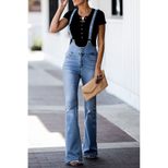 High Waisted Denim Overalls for Women Casual Flared Design Cross Back Straps Autumn Style Wholes