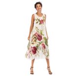 Womens Beach Dress Sleeveless Round Neck Floral Print Flowy Chiffon Summer Casual Wear Wholesale
