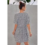 Summer Womens A Line Dress Leopard Print V Neck Short Sleeve Loose Fit Casual Wear
