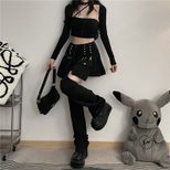 Ripped Denim Pleated Skirt Unique Design Removable Style Summer Fashion Casual Wear Wholesale Av