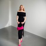 Off Shoulder Maxi Dress High Waist Slit Design Elegant Style Summer Evening Wear Wholesale Avail