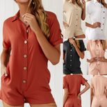 Fashion Womens Button Up Jumpsuit Trendy Design Comfortable Fit Versatile Style Perfect for Spri