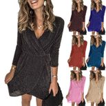 V Neck Irregular Sequin Evening Dress for Women Elegant Party Wear Available in Multiple Sizes Wholesale Supply