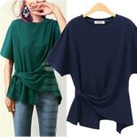 Womens Plus Size Short Sleeve T Shirt Casual Loose Fit Round Neck Fashionable Design Summer Wear