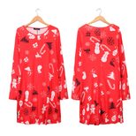 Long Sleeve Cartoon Print Midi Dress for Women Autumn Winter Style Available in Multiple Sizes Wholesale Ready