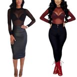 Sheer Mesh Long Sleeve T Shirt Stretchy Sexy Lightweight Fabric Perfect for Layering or Night Ou