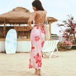 Summer Maxi Dress Floral Print Beach Style Lightweight Fabric Perfect for Travel and Vacation Wh